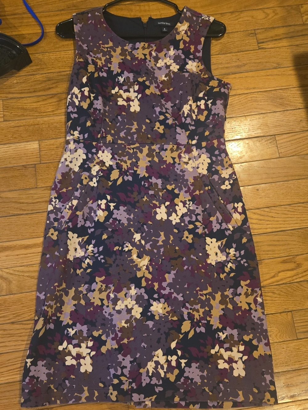 Land's End Purple Floral Print Midi Sheath Dress